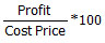 (profit/cost price)*100